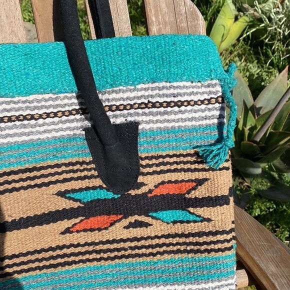 Turquoise Saddle Blanket South Western Purse - Picture 2 of 5